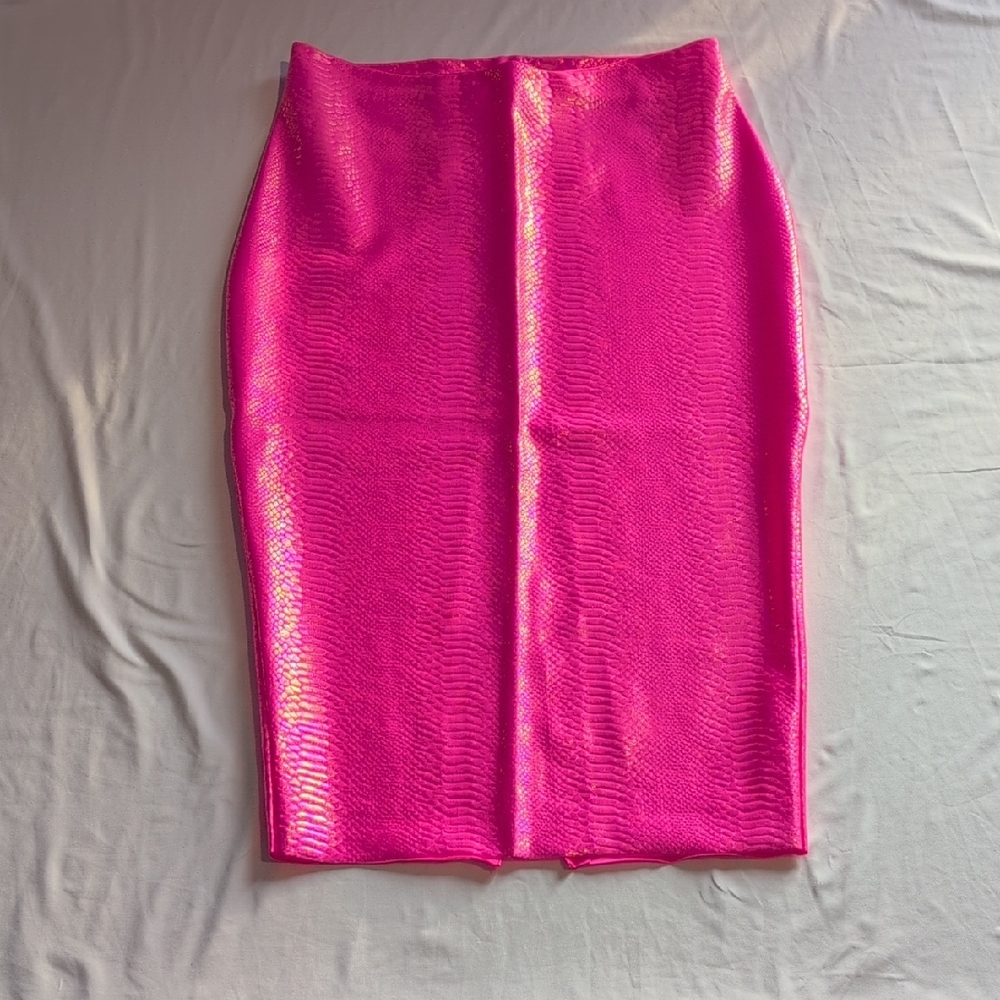 Bold Snakeskin Hot Pink Pencil Skirt